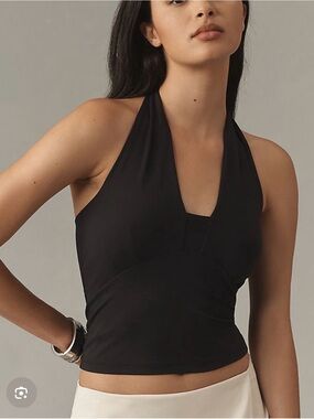 By Anthropologie Tailored Halter Top - Black